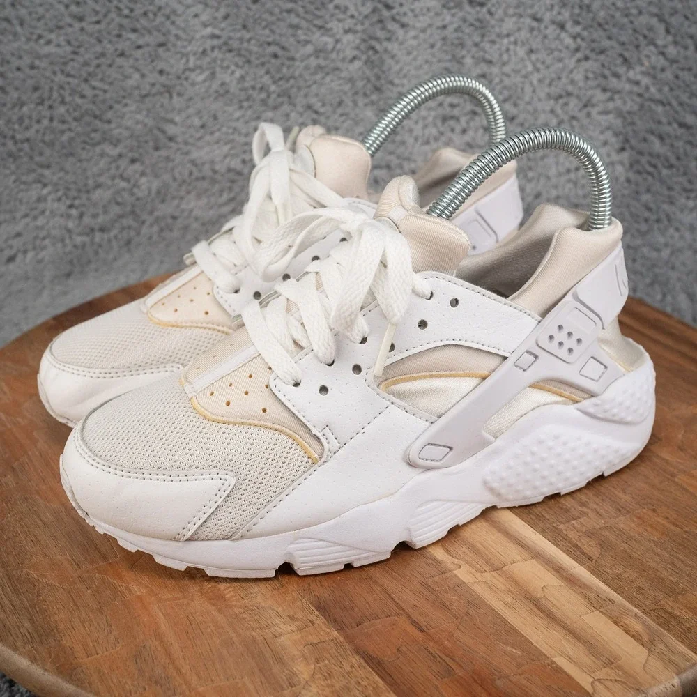 Nike Air Huarache Run Kids 5.5Y White Sneakers Good 654275-110 Low Top